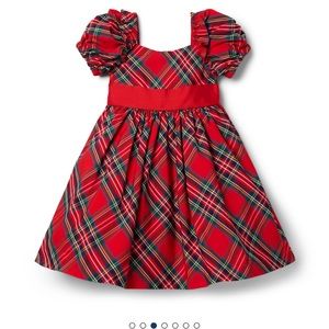 Janie and Jack Tartan Holiday Dress + Patent navy flats